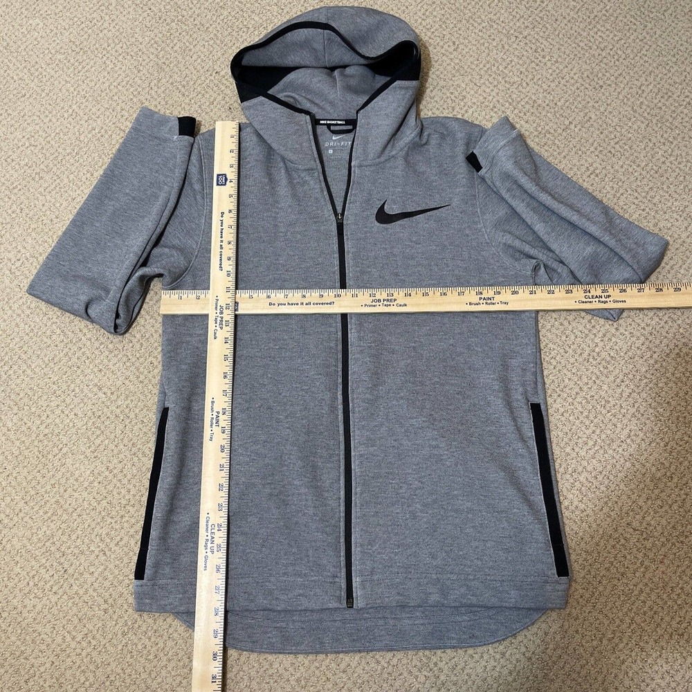 NIKE Men’s Basketball Jacket Gray Black Polyester Cotton Hooded - Picture 5 of 5